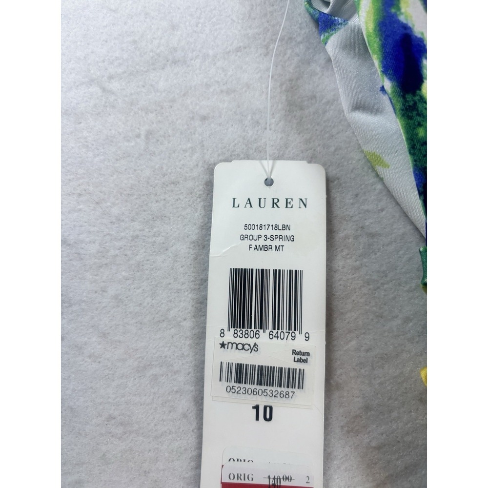Lauren Ralph Lauren Dress Size 10 Sleeveless Side Ruching Floral Faux Wrap NWT - Picture 12 of 13